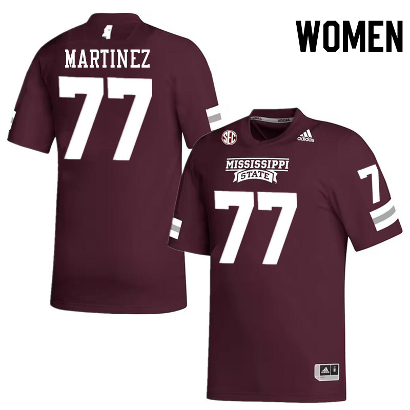 Women #77 Marlon Martinez Mississippi State Bulldogs College Football Jerseys Stitched-Maroon